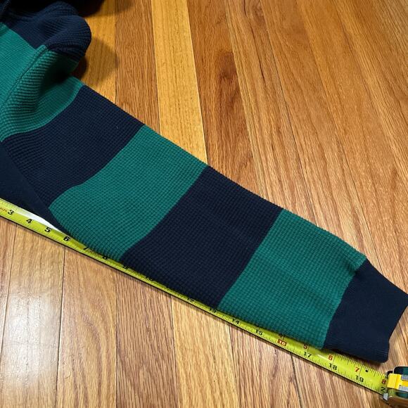 Beams Plus Japan Waffle Knit Hoodie Size Medium Sweatshirt Striped Color Block - Picture 6 of 7